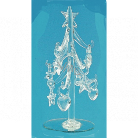 Glass sapling with clear ornaments 16 cm