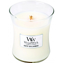 WoodWick White Tea & Jasmin - White tea and jasmine scented candle with wooden wick and lid glass small 85 g