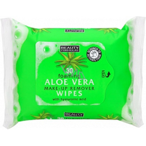 Beauty Formulas Foaming Aloe Vera Facial Wipes with Aloe Vera and Hyaluronic Acid 30 pieces