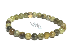 Garnet green Tsavorite bracelet elastic natural stone, ball 6 mm / 16-17 cm, gardener mascot