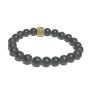 Agate black matt with royal mantra Ohm bracelet elastic natural stone, ball 8 mm / 16-17 cm, gives courage and strength