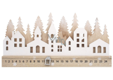 Advent calendar wooden white Houses 40 x 20 cm