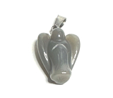 Agate grey Angel guardian pendant natural stone hand cut 2 - 2,2 cm