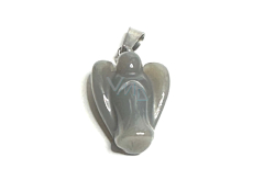Agate grey Angel guardian pendant natural stone hand cut 2 - 2,2 cm
