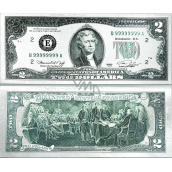 Talisman silver plated 2 USD note