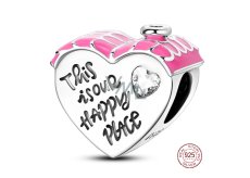 Sterling silver 925 Heart-house This is our happy place, bead heart on bracelet family