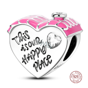 Sterling silver 925 Heart-house This is our happy place, bead heart on bracelet family