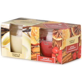 Emocio Vanilla Cream & Apple Cinnamon - Vanilla Cream and Apple Cinnamon scented candle glass 65 x 63 mm 2 pieces in box