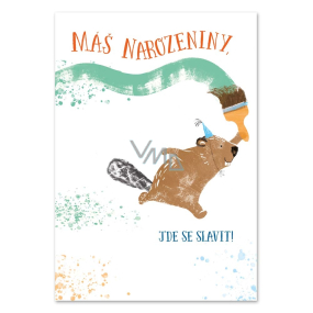 Ditipo Playing birthday card You have a birthday Petr Skoumal - When the little beaver goes to sleep 224 x 157 mm