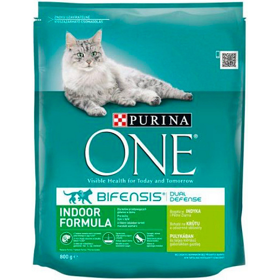Purina One Indoor cat food with turkey and whole grains, 800 g