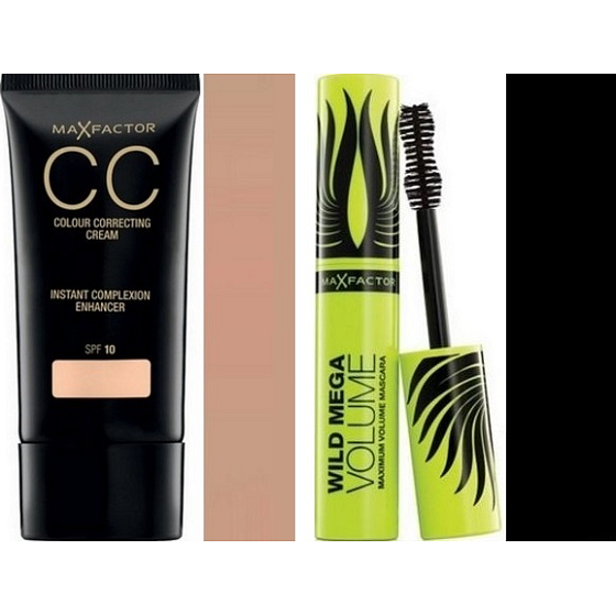 Max Factor Color Correcting Cream SPF10 CC Cream 50 Natural 30 ml + Wild Mega Volume Mascara Black 11 ml
