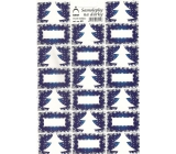 Arch Blue Christmas Tree gift stickers 20 labels 1 sheet