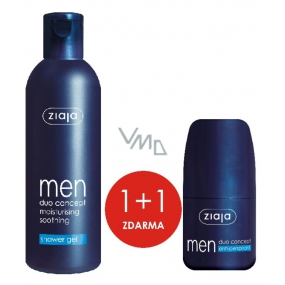Ziaja Men Duo Concept moisturizing shower gel 300 ml + ball antiperspirant deodorant roll-on for men 60 ml, duopack