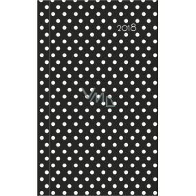 Albi Diary 2018 pocket weekly Black with polka dots 9.5 cm × 15.5 cm × 1.1 cm