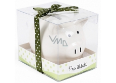 Albi Pokladnička prasátko malé Pro štěstí bílá 7 cm × 6,5 cm × 7,3 cm