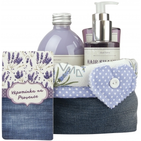 Bohemia Gifts Lavender La Provence Remembrance of Provence shower gel 250 ml + shampoo 200 ml + bath foam 500 ml + cloth basket, cosmetic set