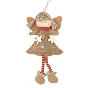 Jute angel with striped stockings for hanging 19 cm No.1