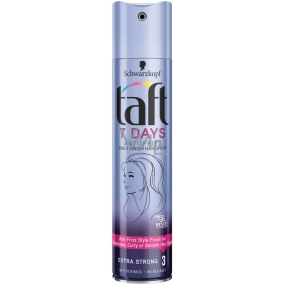 Taft 7 Days Anti-Frizz for hair without frizz extra strong fixation 3 hairspray 250 ml