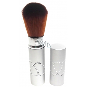 Cosmetic brush with synthetic bristles for powder with cap silver 11 cm 30450-06