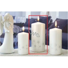 Lima Starlight candle white / silver cylinder 70 x 150 mm 1 piece