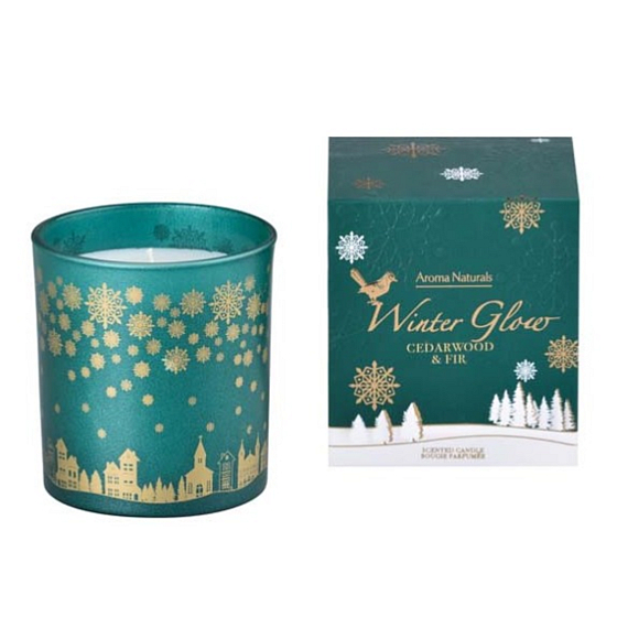 Arome Winter Glow Cedarwood & Fir candle scented glass green in a gift box 80 x 90 mm 500 g