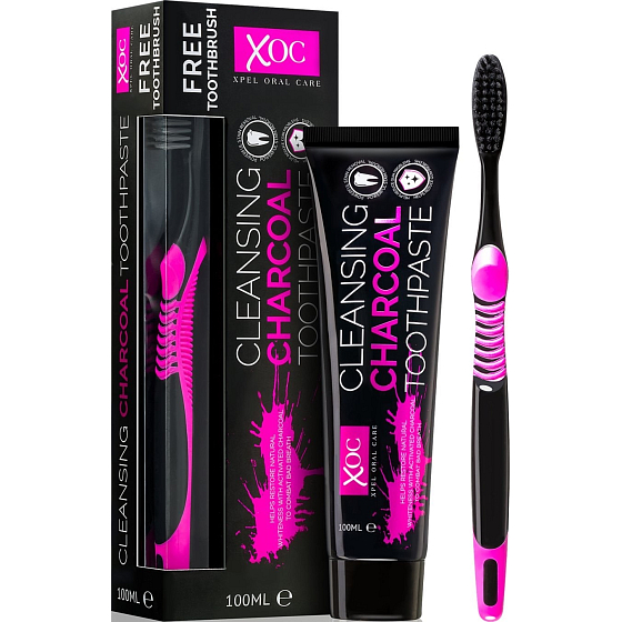Xoc Charcoal Toothpaste with Activated Charcoal 100 ml + Toothbrush 1 piece