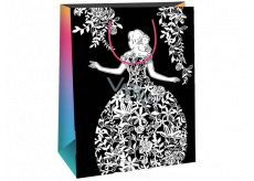 Ditipo Gift paper bag for painting white, black white checkers 22 x 10 x 29 cm Kreativ 40