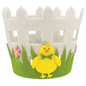 Felt flower pot cover with chicken 16 x 15 cm