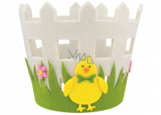 Felt flower pot cover with chicken 16 x 15 cm