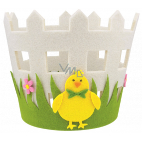 Felt flower pot cover with chick 16 x 15 cm