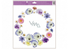 Window film without glue pansies wreath 30 x 33,5 cm