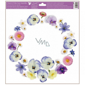 Window film without glue pansies wreath 30 x 33,5 cm