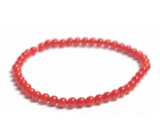 Coral Bamgbus red bracelet elastic natural stone, ball 4 mm / 16 - 17 cm