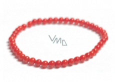 Coral Bamgbus red bracelet elastic natural stone, ball 4 mm / 16 - 17 cm