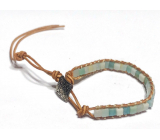 Amazonite leather bracelet natural stone, handmade, clasp, square 4 x 4 mm, stone of hope