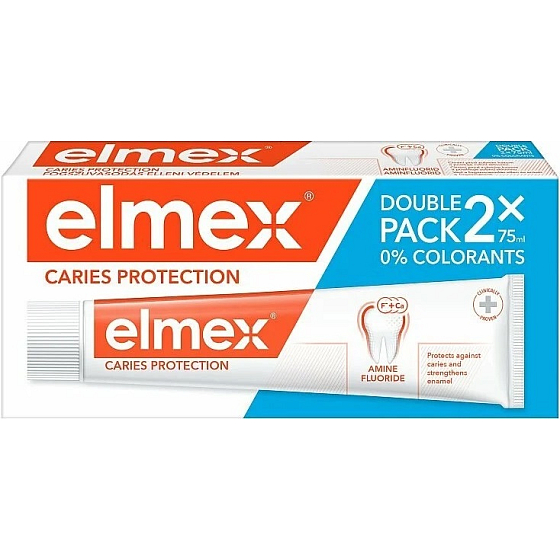 Elmex Caries Protection Fluoride Toothpaste with Aminofluoride 2 x 75 ml, Duopack