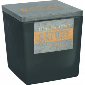 Heart & Home Nature Vanilla and light wood scented candle large glass, burning time up to 40 hours 210 g