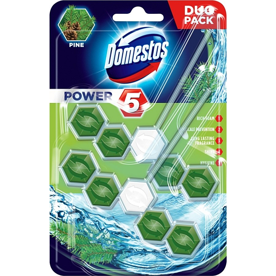 Domestos Power 5 Pine Wc rigid block 2 x 55 g