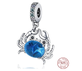 Charm Sterling silver 925 Crab blue from Murano glass, sea bracelet pendant