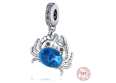 Charm Sterling silver 925 Crab blue Murano glass animal bracelet pendant