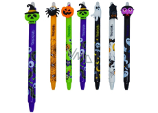 Colorino Rubberised pen Halloween purple skull, blue refill 0,5 mm