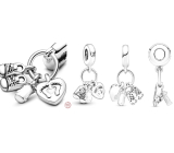 Charm Sterling silver 925 My baby, family charm with shoes, bottle and heart 3in1, pendant for bracelet family