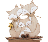 Wooden decoration fox family 16 cm