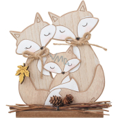 Wooden decoration fox family 16 cm