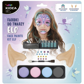 Kidea Elf face and hair paints + rhinestones + brush + rubber ears, creative set