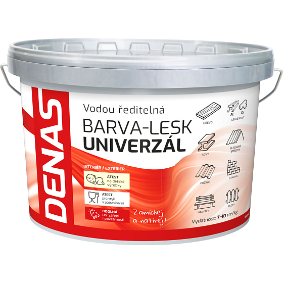 DENAS UNIVERSAL-GLOSS top coat for wood, metal and concrete, 0100 white, 5 kg