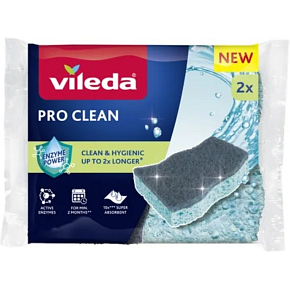 Vileda Pro Clean Viscose Dish Sponge, 2 pcs