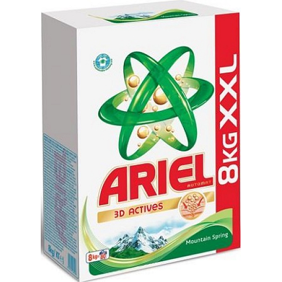 Ariel Mountain Spring 3D Actives washing powder for beautifully clean and fragrant laundry without stains 80 washing machines 8 kg