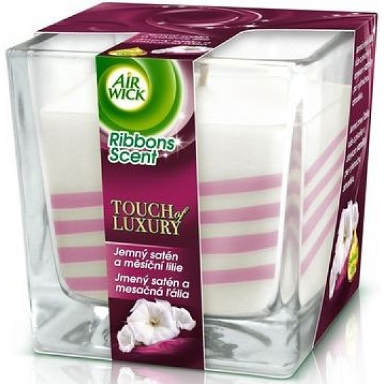 Air Wick Touch Of Luxury Fine satin and Moon lily scented candle in glass 180 g