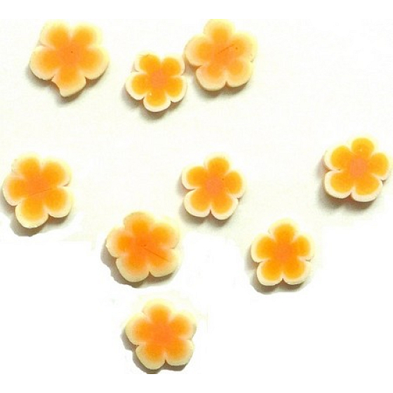 Professional Nail decorations flowers orange-white 132 1 pack